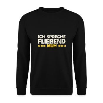Ich Spreche Fließend Muh - Unisex Pullover - Schwarz - Vorne - Alina (178cm) & Michal (187cm)