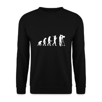 Evolution Kameramann Lustig Videodreh Geschenkidee - Unisex Pullover - Schwarz - Vorne - Alina (178cm) & Michal (187cm)
