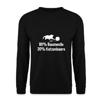 80% Baumwolle 20% Katzenhaare Katze Katzenbesitzer - Unisex Pullover - Schwarz - Vorne - Alina (178cm) & Michal (187cm)