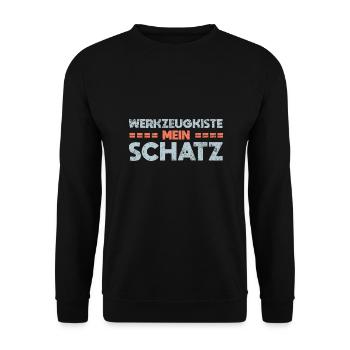 Werkzeugkiste: Mein Schatz - Unisex Pullover - Schwarz - Vorne - Alina (178cm) & Michal (187cm)