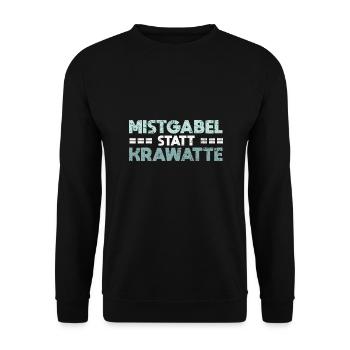 Mistgabel Statt Krawatte - Unisex Pullover - Schwarz - Vorne - Alina (178cm) & Michal (187cm)