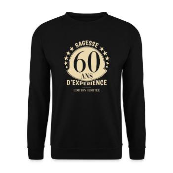 60 ans anniversaire - Sweat-shirt Unisexe - noir - Devant - Alina (178cm) & Michal (187cm)