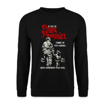 Papa Pompier - Sweat-shirt Unisexe - noir - Devant - Alina (178cm) & Michal (187cm)