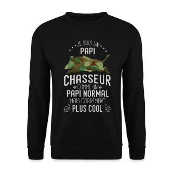 papi chasseur humour cool chasse grand père papy - Sweat-shirt Unisexe - noir - Devant - Alina (178cm) & Michal (187cm)