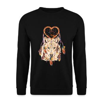 Wolf Dream Catcher Heart Falcon - Sweat-shirt Unisexe - noir - Devant - Alina (178cm) & Michal (187cm)