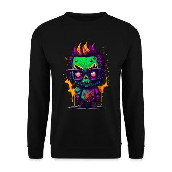 Bunter cooler Zombie - Unisex Pullover - Schwarz - Vorne - Alina (178cm) & Michal (187cm)