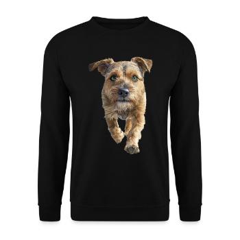 Border Terrier - Unisex Pullover - Schwarz - Vorne - Alina (178cm) & Michal (187cm)