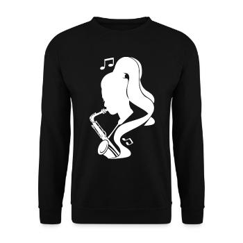 Saxophonistin Skizze - Unisex Pullover - Schwarz - Vorne - Alina (178cm) & Michal (187cm)