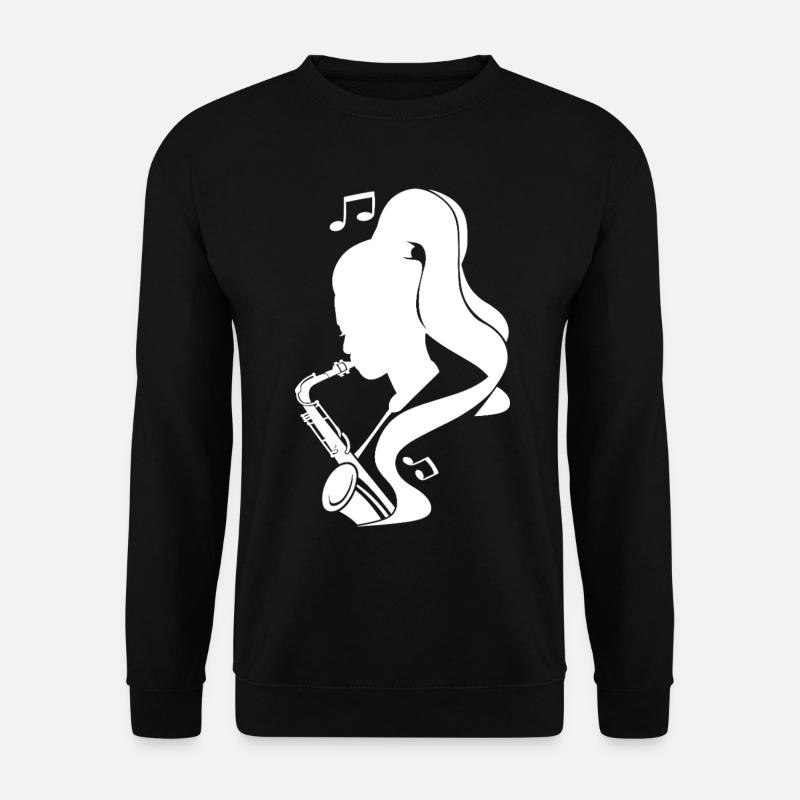 Saxophonistin Skizze - Unisex Pullover - Schwarz
