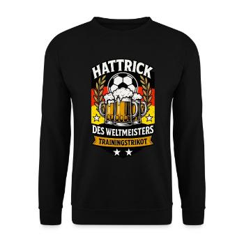 Fußball Bierkrug Design - Unisex Pullover - Schwarz - Vorne - Alina (178cm) & Michal (187cm)