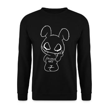 böses Hasi einfache Zeichnung Halloween - Unisex Pullover - Schwarz - Vorne - Alina (178cm) & Michal (187cm)