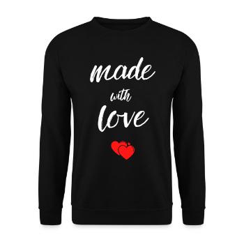 Made with Love Hearts - Unisex Sweatshirt - black - Front - Alina (178cm) & Michal (187cm)