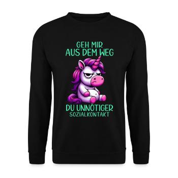Get out of my way, you unnecessary social contact - Unisex Sweatshirt - black - Front - Alina (178cm) & Michal (187cm)