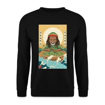 Kawaii Weed Smoker - Unisex Sweatshirt - black - Front - Alina (178cm) & Michal (187cm)