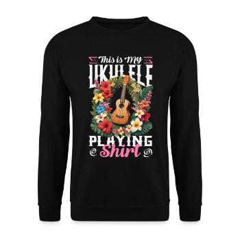Voici mon maillot de ukulélé, guitare hawaïenne - Sweat-shirt Unisexe - noir - Devant - Alina (178cm) & Michal (187cm)