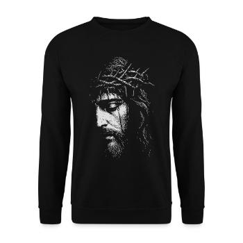 Jesus Crown of Thorns Portrait - Unisex Sweatshirt - black - Front - Alina (178cm) & Michal (187cm)