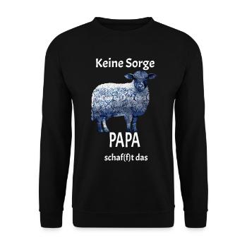 Papa schaf(f)t das Schaf T-Shirt Geschenk - Unisex Pullover - Schwarz - Vorne - Alina (178cm) & Michal (187cm)