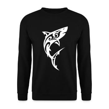 Tribal Shark Black White - Unisex Sweatshirt - black - Front - Alina (178cm) & Michal (187cm)