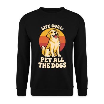 Lebensziel alle Hunde streicheln - Unisex Pullover - Schwarz - Vorne - Alina (178cm) & Michal (187cm)