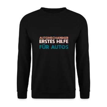 Automechaniker: Erstes Hilfe Für Autos - Unisex Pullover - Schwarz - Vorne - Alina (178cm) & Michal (187cm)