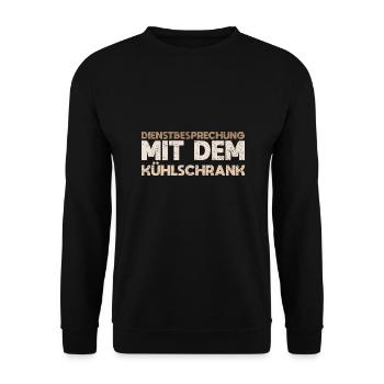 Dienstbesprechung Mit Dem Kühlschrank - Unisex Pullover - Schwarz - Vorne - Alina (178cm) & Michal (187cm)