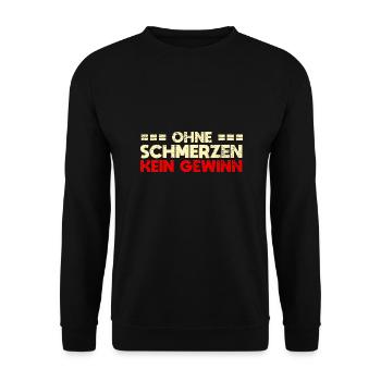 Ohne Schmerzen, Kein Gewinn - Unisex Pullover - Schwarz - Vorne - Alina (178cm) & Michal (187cm)