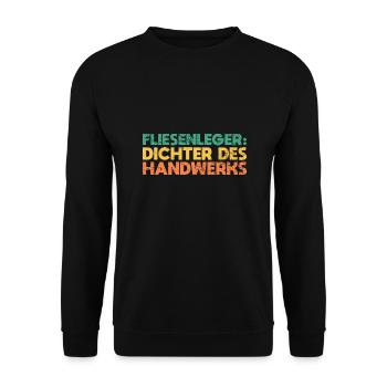 Fliesenleger: Dichter Des Handwerks - Unisex Pullover - Schwarz - Vorne - Alina (178cm) & Michal (187cm)