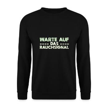 Warte Auf Das Rauchsignal - Unisex Pullover - Schwarz - Vorne - Alina (178cm) & Michal (187cm)