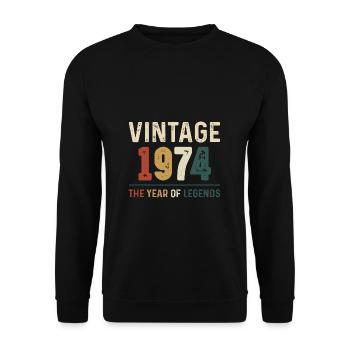 50 Years Old Vintage 1974 50th Birthday Gifts - Unisex Sweatshirt - black - Front - Alina (178cm) & Michal (187cm)