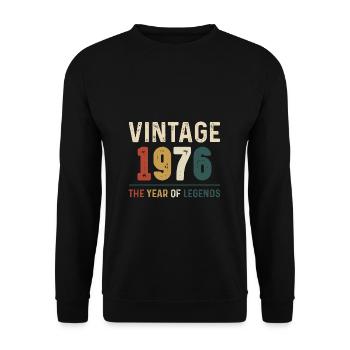 48 Jahre alter Jahrgang 1974 Geschenke zum 48. Geburtstag - Unisex Pullover - Schwarz - Vorne - Alina (178cm) & Michal (187cm)