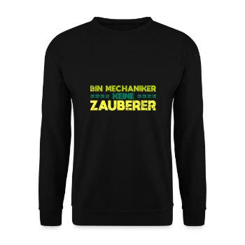 Bin Mechaniker, Keine Zauberer - Unisex Pullover - Schwarz - Vorne - Alina (178cm) & Michal (187cm)