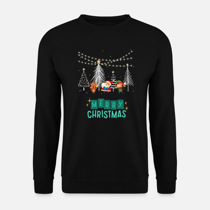 Merry Christmas Singing Santa Green - Unisex Pullover - Schwarz