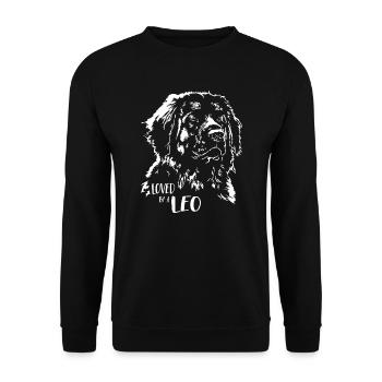 Loved by a Leonberger Hundespruch Hunde Wilsigns - Unisex Sweatshirt - black - Front - Alina (178cm) & Michal (187cm)