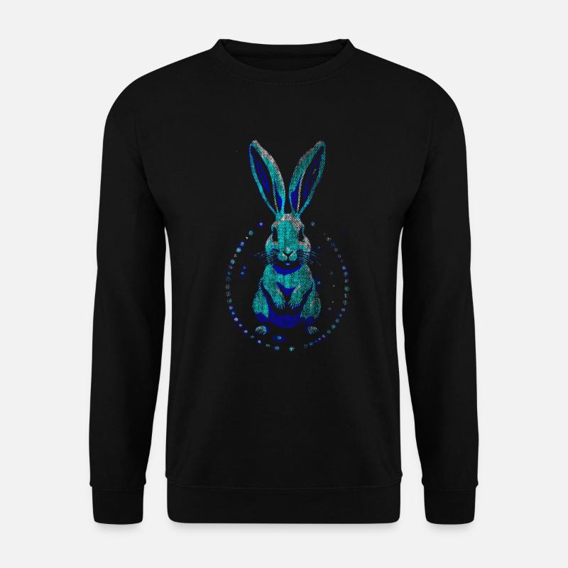 hause Blau Kunst Osterhase Kaninchen - Unisex Pullover - Schwarz