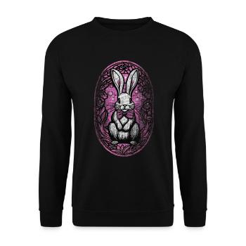 Osterhase pink lila für Mädchen Used-look - Unisex Pullover - Schwarz - Vorne - Alina (178cm) & Michal (187cm)