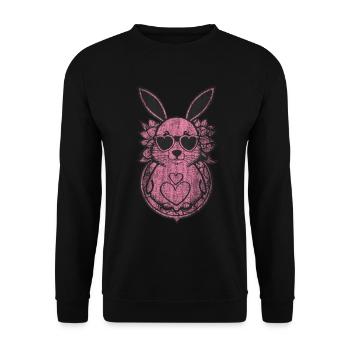 Cute rabbit pink pink heart - Unisex Sweatshirt - black - Front - Alina (178cm) & Michal (187cm)