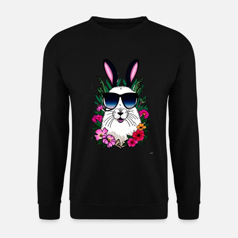 Rabbit Alpaca Easter Flowers - Unisex Sweatshirt - black