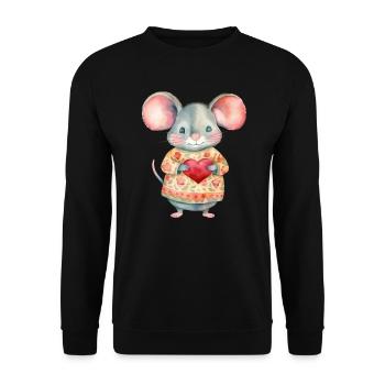 Souris mignonne et mignonne avec amour de cœur - Sweat-shirt Unisexe - noir - Devant - Alina (178cm) & Michal (187cm)