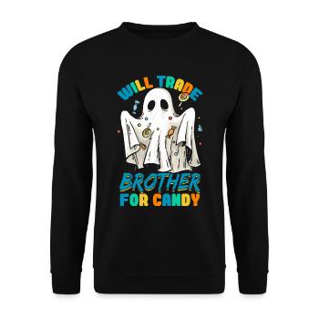 Halloween Will Trade Brother For Candy - Unisex Sweatshirt - black - Front - Alina (178cm) & Michal (187cm)