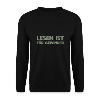 Lesen Ist Für Gewinner - Unisex Pullover - Schwarz - Vorne - Alina (178cm) & Michal (187cm)
