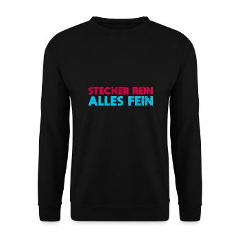 Stecker Rein, Alles Fein - Unisex Pullover - Schwarz - Vorne - Alina (178cm) & Michal (187cm)