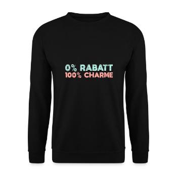 0% Rabatt, 100% Charme - Unisex Pullover - Schwarz - Vorne - Alina (178cm) & Michal (187cm)