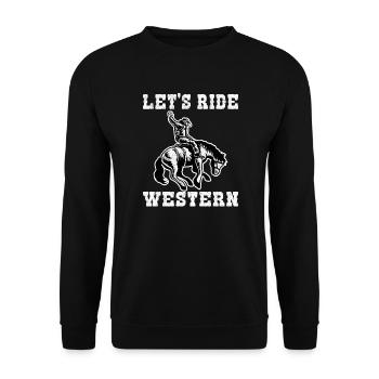 Lets ride western hell - Unisex Sweatshirt - black - Front - Alina (178cm) & Michal (187cm)