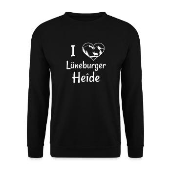 I love Lüneburger Heide Wandern Geschenkidee Shirt - Unisex Pullover - Schwarz - Vorne - Alina (178cm) & Michal (187cm)