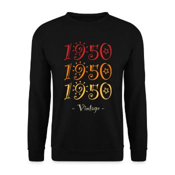 Jahrgang 1950 - Unisex Pullover - Schwarz - Vorne - Alina (178cm) & Michal (187cm)