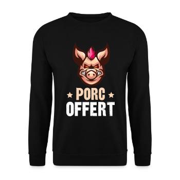 porc offert - Sweat-shirt Unisexe - noir - Devant - Alina (178cm) & Michal (187cm)