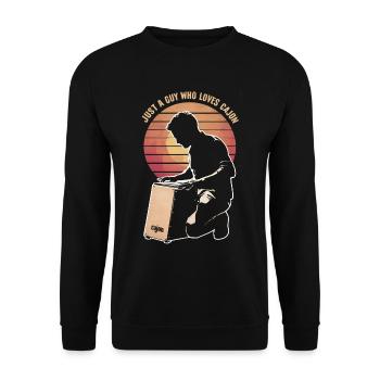 Cajon-Spieler-Geschenk - Unisex Pullover - Schwarz - Vorne - Alina (178cm) & Michal (187cm)