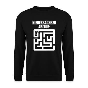 Abi Abschluss Prüfung Sprüche lustig Niedersachen - Unisex Pullover - Schwarz - Vorne - Alina (178cm) & Michal (187cm)