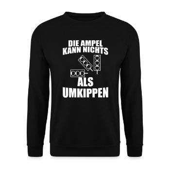 Ampel Regierung Scholz Baerbock Habeck Grüne SPD - Unisex Pullover - Schwarz - Vorne - Alina (178cm) & Michal (187cm)