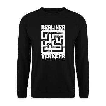 Berlin Souvenir Touristen Hauptstadt Metropole BLN - Unisex Pullover - Schwarz - Vorne - Alina (178cm) & Michal (187cm)